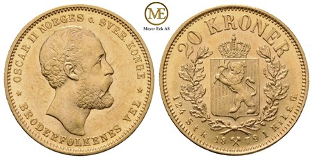 20 kroner 1879 Oscar II. Kv.0/01