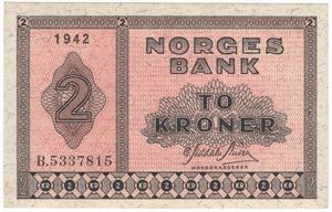 2 kroner 1942 B.5337815. Kv.0/01