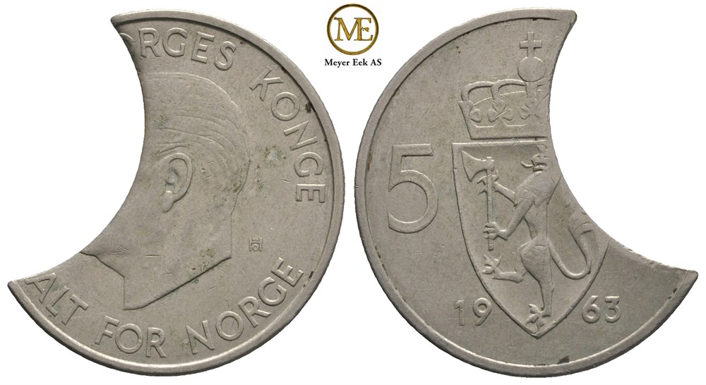5 kroner 1963. Feilpreg
