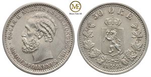 50 øre 1893 Oscar II. Kv.0/01