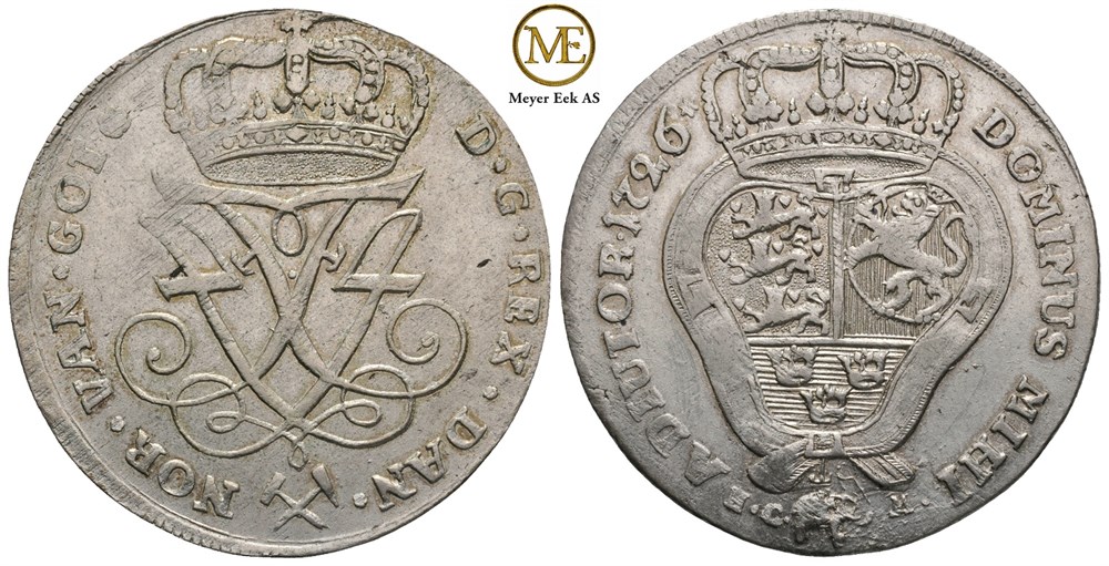 4 mark 1726 Frederik IV. Kv.1+/01