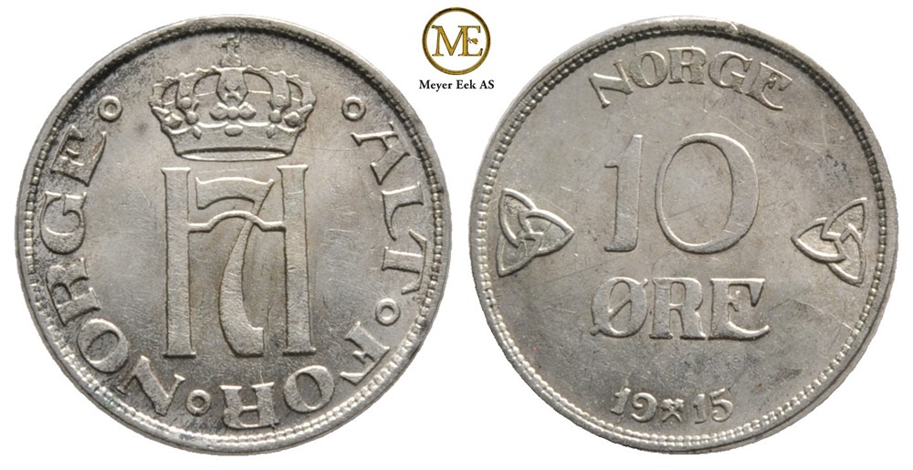 10 øre 1915 Haakon VII. Kv.0/01