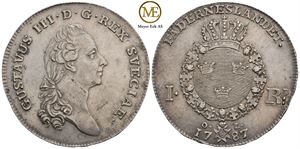 1 Riksdaler 1787 Gustav III. Kv.1+