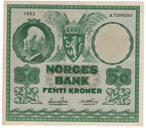 50 kroner 1952 A.7200293. Kv.1+