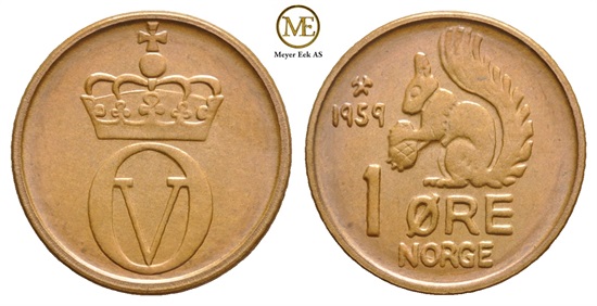 1 øre 1959 Olav V. Kv.0