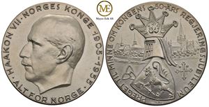 50 års regjering 1955 Haakon VII. Sølv. Kv.0