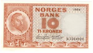 10 kroner 1954 B.5264923. Kv.0