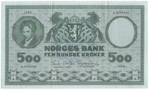 500 kroner 1968 A.3246088. Kv.1/1+