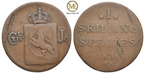 1 skilling 1834 Carl XIV Johan. Kv.1