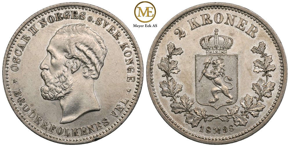 2 kroner 1898 Oscar II. Kv.0