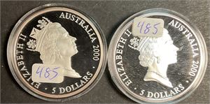 Australia 2x 5$ jub proof sølv