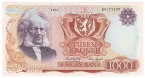 1000 kroner 1983 B.9675889. Kv.0