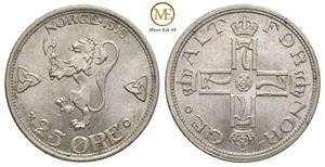 25 øre 1915 Haakon VII. Kv.0