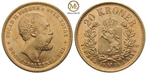 20 kroner 1878 Oscar II. Kv.0/01