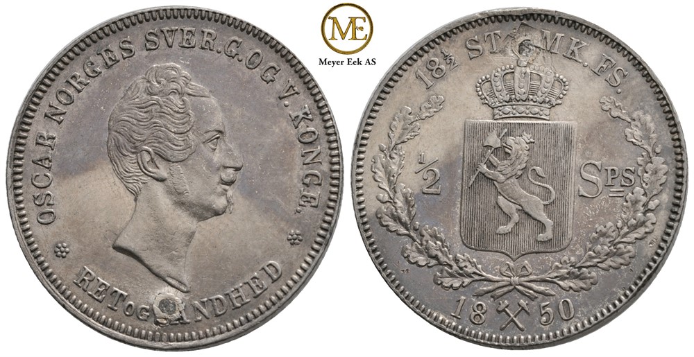 1/2 speciedaler 1850 Oscar I. Kv.01