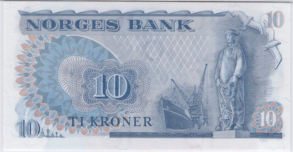 10 kroner 1977 QÅ erstatningsseddel. Kv.0