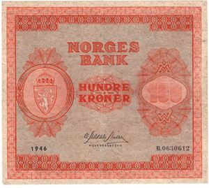 100 kroner 1946 B.0630612. Kv.1+