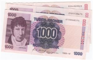 Lot. 1000 kroner 1989. VK