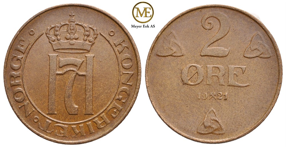 2 øre 1921 Haakon VII. Kv.0
