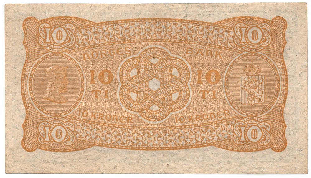 10 kroner 1921 J.4196070. Bredt årstall. Kv.01