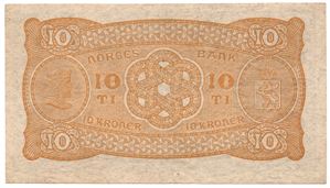 10 kroner 1921 J.4196070. Bredt årstall. Kv.01