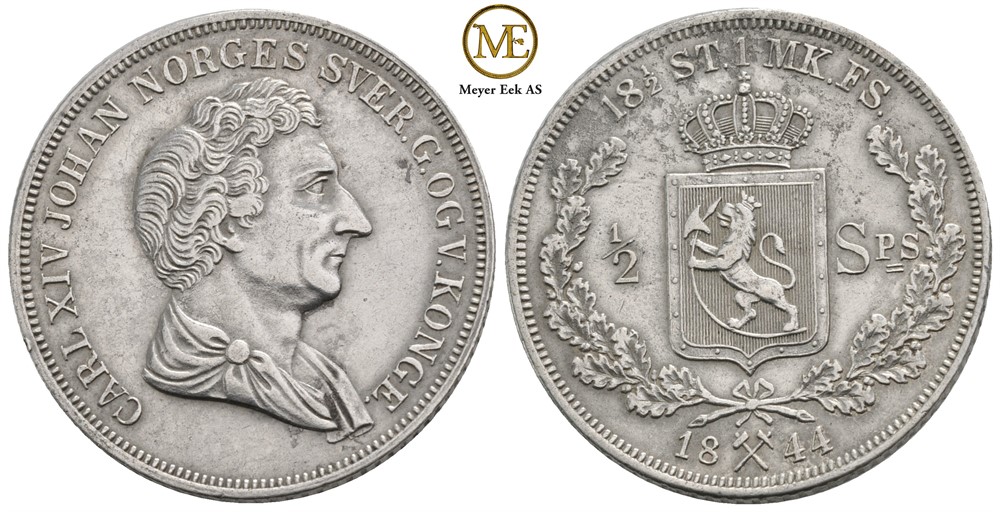 1/2 speciedaler 1844 Carl XIV Johan. Kv.01
