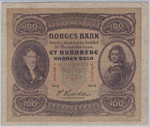 100 kroner 1919 A.3327445. Kv.1+