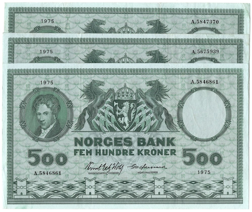 Lot. 500 kroner 1975 A. VK
