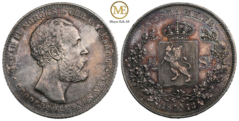 1/2 speciedaler 1873 Oscar II. Kv.0/01