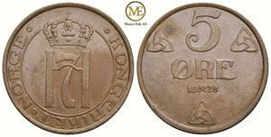 5 øre 1928 Haakon VII. Kv.0