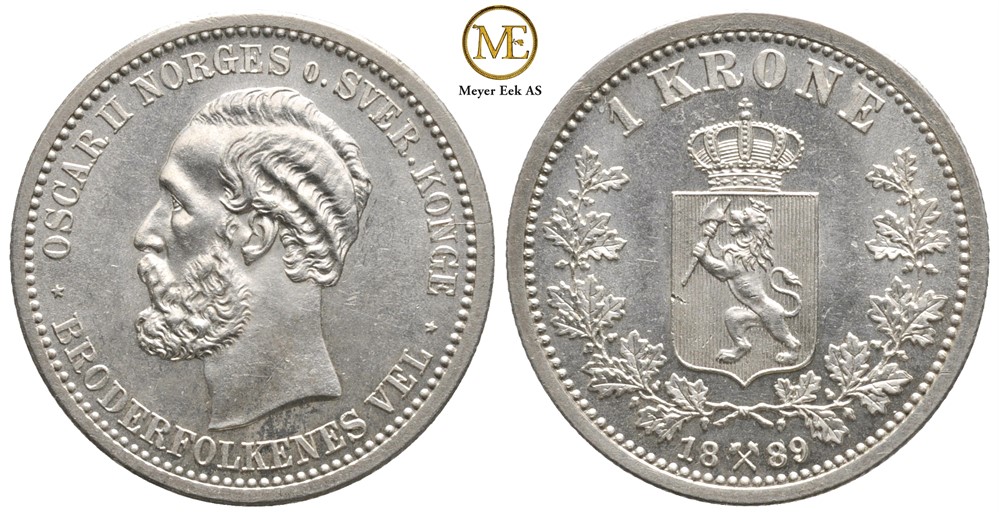 1 krone 1889 Oscar II. Kv.0