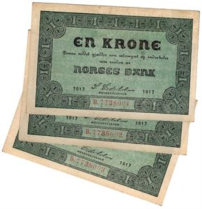 1 krone 1917 D i serie. Kv.0/01