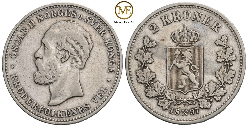 2 kroner 1897 Oscar II. Kv.1