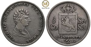 1/2 speciedaler 1833 Carl XIV Johan. Kv.1+