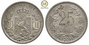 25 øre 1904 Oscar II. Kv.0