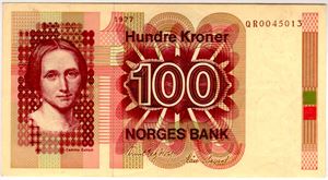 100 kroner 1977 QR erstatning Kv.1+