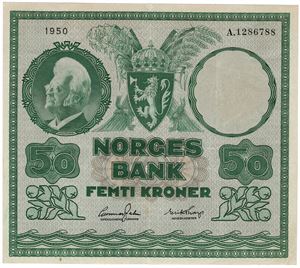 50 kroner 1950 A.1286788. Kv.1+