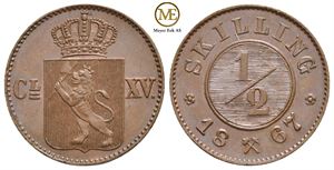 1/2 skilling 1867 Carl XV. Kv.0