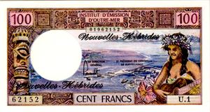 New Hebridene 100 francs 1977 Kv.0