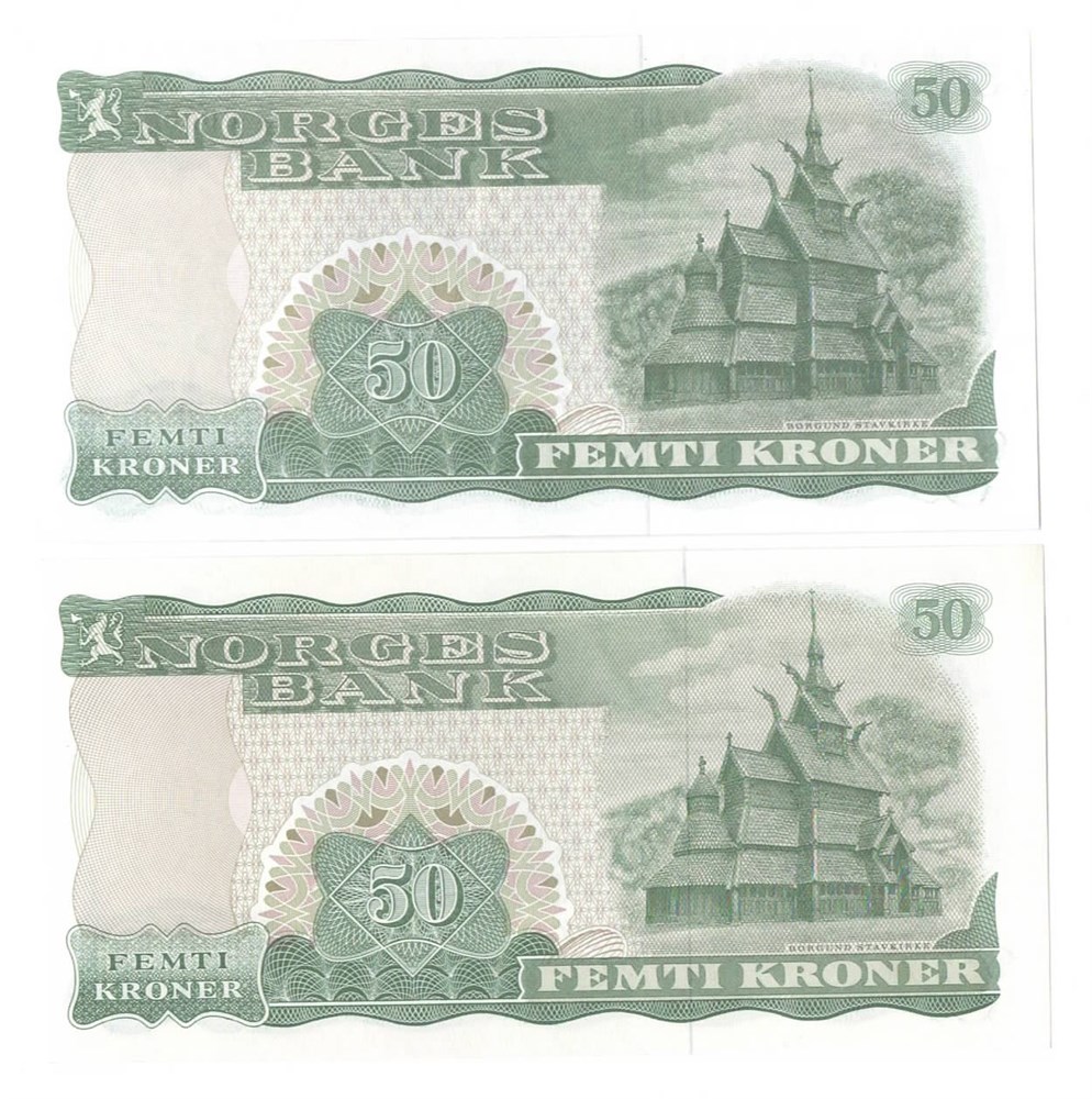 Norge 50 kroner 1982 M og 1983 N kv. 0