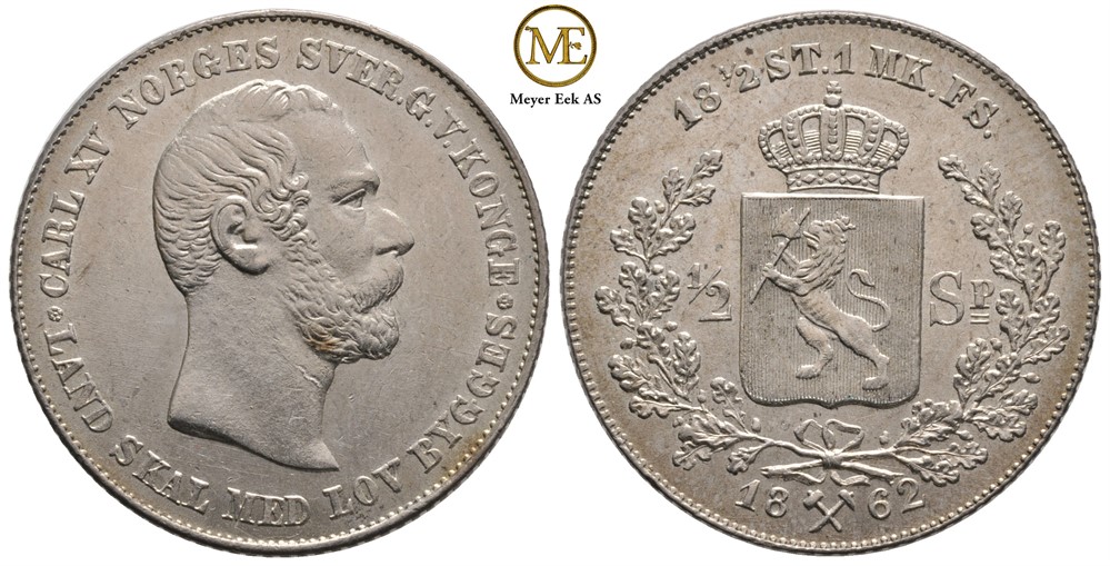 1/2 speciedaler 1862 Carl XV. Kv.0