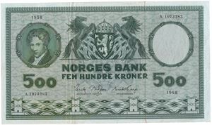 500 kroner 1958 A.1073283. Kv.1/1+