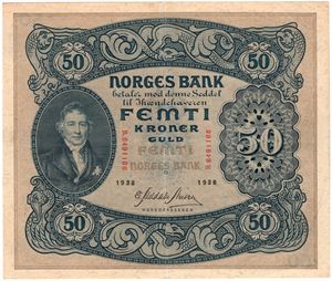 50 kroner 1938 B.6491166. Kv.1+