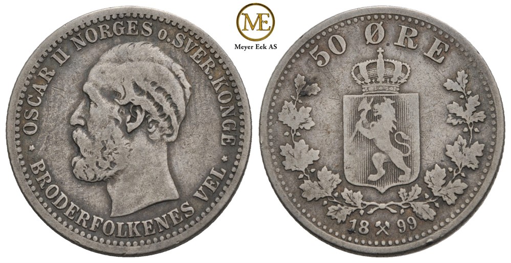 50 øre 1899 Oscar II. Kv.1