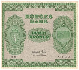 50 kroner 1945 A.1448553. Kv.0