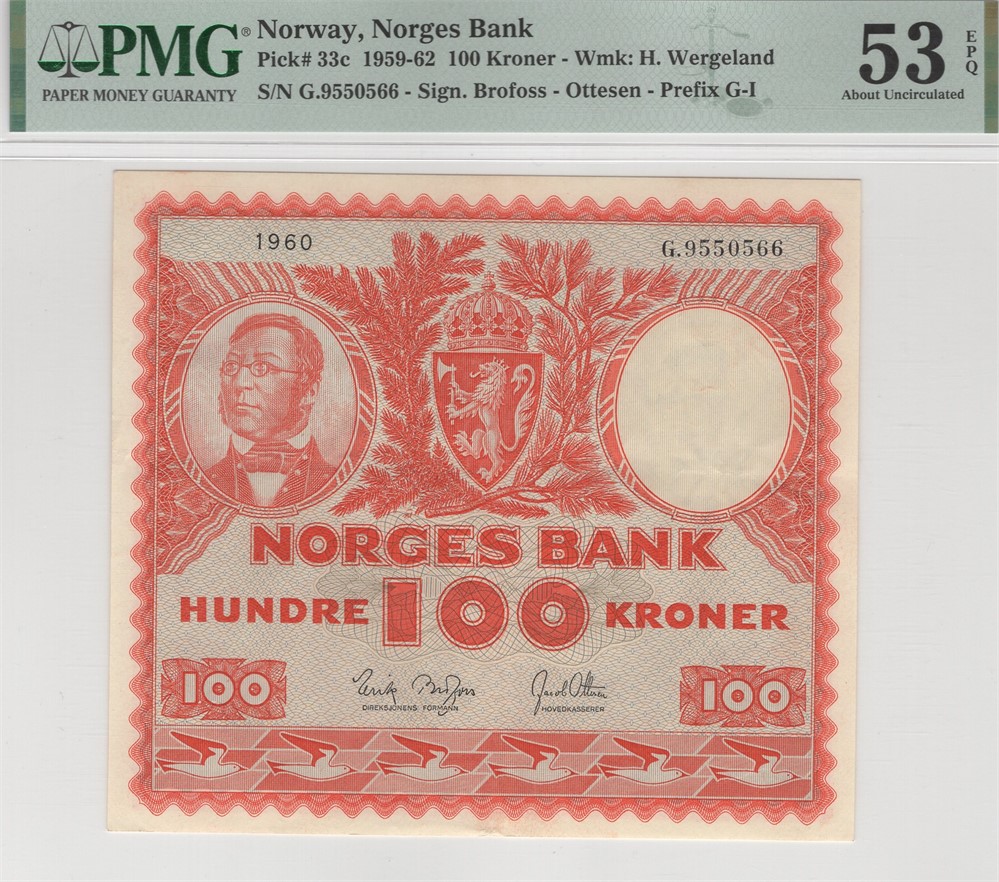 100 kroner 1960 G. I serie. Kv.01