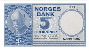 5 kroner 1959 G.0007405. Kv.0