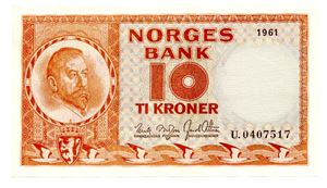 10 kroner 1961 U ex. BMS 5.2.15