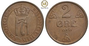 2 øre 1931 Haakon VII. Kv.0