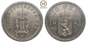 10 øre 1883 Oscar II. MS.63 PL